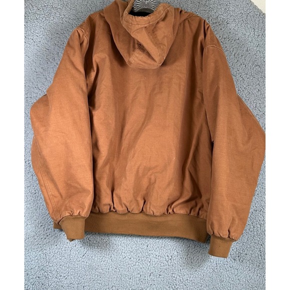 Dri Duck Jacket Men's Brown Canvas Hooded Work Jacket Men's XL Logo Heavy Duty - Picture 3 of 14